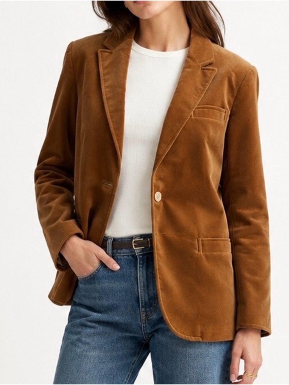 Club XIX Vintage 90s Brown Velvet Blazer Women’s Size 12 Fits Like 10
